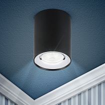 Накладной светильник ЭРА OL1 GU10 BK/CH подсветка, GU10, D80х100мм, черный/хром