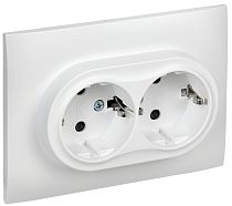 SKANDY Розетка 2-местная с заземлением с защитными шторками 16А в сборе SK-R07W арктический белый  IEK
