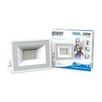 Прожектор светодиодный Gauss Elementary 20Вт 1750lm 6500K 200-240V IP65 белый Прожектор светодиодный Gauss Elementary 20Вт 1750lm 6500K 200-240V IP65 белый