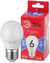 Лампа светодиодная ЭРА RED LINE LED P45-6W-865-E27 R шар холодный дневной свет