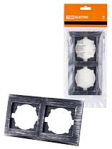 Рамка 2-х постовая горизонтальная старинное серебро "Лама"  TDM