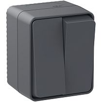 AtlasDesign Profi IP54 О/У 2-клавишный ВЫКЛЮЧАТЕЛЬ 10 АХ, АНТРАЦИТ, Россия Systeme Electric (Schneider Electric)