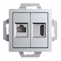 AtlasDesign Алюминий Розетка двойная HDMI+RJ45, кат.5Е, механизм Systeme Electric (Schneider Electric)