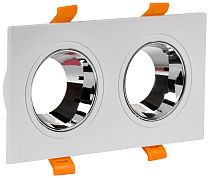 Светильник LIGHTING 4108 встраиваемый поворотный под лампу 2хGU10 белый/хром пластик  IEK