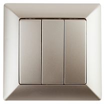 Выключатель ЭРА Intro Solo 4-106-04 IP20 10А 250В шампань трехклавишный