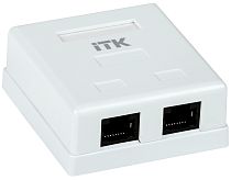 ITK Настенная информационная розетка RJ45 8P8C, кат.5Е UTP, 2-порта, белая IEK