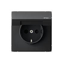 ArtGallery Aqua Карбон Розетка с заземлением со шторками, с крышкой, 16А, IP44, механизм Systeme Electric (Schneider Electric)