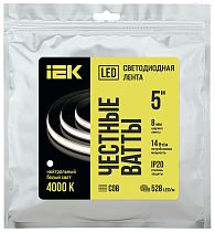 Лента светодиодная 5м COB 528LED/м freecut свободная резка 14Вт/м IP20 ширина 8мм 24В нейтральный белый IEK
