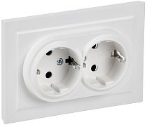 BRITE Розетка 2-местная с заземлением без защитных шторок 16А в сборе РС12-3-БрАБ арктический белый IEK