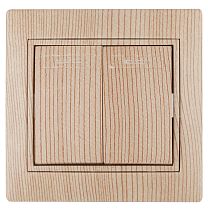 Выключатель ЭРА Intro Plano 1-104-11 10А 250В сосна двухклавишный