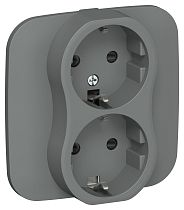 FLITE Розетка 2-местная с заземлением с защитными шторками безвинтовое крепление 16А РСш12-1-А-ФлМА мокрый асфальт IEK
