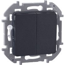 INSPIRIA Выключатель 2-клавишный 10А безвинтовое крепление антрацит