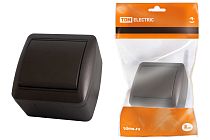 Выключатель 1-кл. открытой установки IP44 10А шоколад "Селигер"  TDM