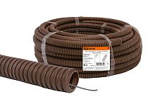 Труба гофрированная ПВХ d 25 с зондом (25 м) легкая "ЭКО" (бук)  TDM