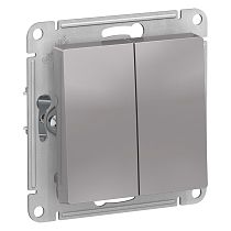 AtlasDesign Алюминий Выключатель 2-клавишный сх.5, 10АХ Systeme Electric (Schneider Electric)
