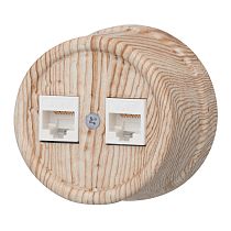 Розетка RJ45 информационная,двойная,серия "ЛИЗЕТТА", пластик, цвет Карельская Сосна Bironi