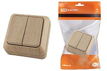 Выключатель 2-кл. открытой установки IP20 10А, сосна "Ладога"  TDM