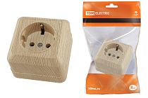 Розетка 2П+З открытой установки IP20 16А, сосна "Ладога"  TDM