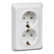 ЭТЮД скрытая установка Белый Розетка двойная с заземлением со шторками 16А 250B Systeme Electric (Schneider Electric)