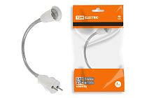 Переходник вилка-Е27 гибкий 300мм, белый,  TDM