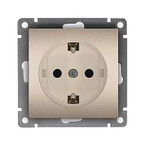 Розетка одноместная UNIVERSAL серия "Афина"с заземлением, скрытой установки, 16А, 220В, шампань (еврослот)