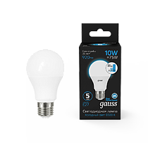 Лампа Gauss A60 10W 920lm 6500K E27 LED 1/10/50