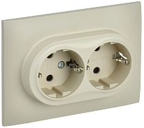 SKANDY Розетка 2-местная с заземлением с защитными шторками 16А в сборе SK-R07B бежевый IEK