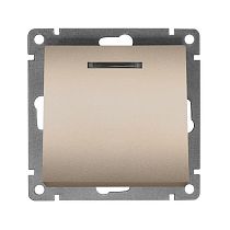 Выключатель одноклавишный с подсветкой UNIVERSAL серия "Афина ", скрытой установки, 10А, 220В, шампань (еврослот)
