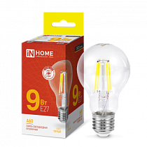 Лампа светодиодная LED-A60-deco 9Вт 230В Е27 3000К 1040Лм прозрачная IN HOME Лампа светодиодная LED-A60-deco 9Вт 230В Е27 3000К 1040Лм прозрачная IN HOME