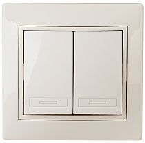 Выключатель ЭРА Intro Plano 1-104-02 10А 250В слоновая кость двухклавишный