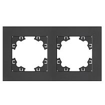 Рамка двухместная горизонтальная UNIVERSAL серия "Афина" графит (еврослот)