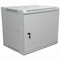 Шкаф настенный 19", 6U, 600×450×370 мм (ШxГxВ) - передняя дверь металл, боковые стенки съемные (разобранный), RAL 7035 REXANT PRO