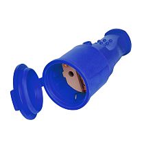 Штепсельный разъем с заглушкой однофазный (каучук) синий