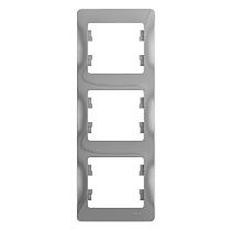 Glossa Алюминий Рамка 3 постовая, вертикальная Systeme Electric (Schneider Electric)