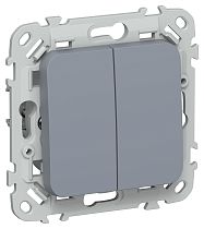FLITE Выключатель 2-клавишный проходной 10А ВС62-1-0-ФлМ маренго IEK
