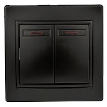 Выключатель ЭРА Intro Plano 1-105-05 10А 250В антрацит двухклавишный с подсветкой