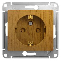 Glossa Дерево Дуб Розетка с заземлением со шторками Systeme Electric (Schneider Electric)