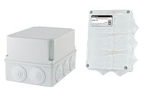 Коробка распаячная ОП 190х140х120мм, крышка, IP44, 10 гермовводов, инд. штрихкод,  TDM