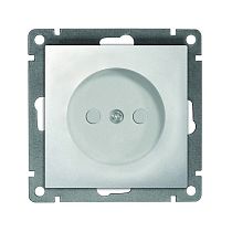 Розетка одноместная UNIVERSAL серия "Афина" без заземления, скрытой установки, с защитными шторками, 16А, 220В, серебро (еврослот)