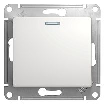 Glossa Белый Выключатель 1 клавишный  с подсветкой  сх.1а, 10АХ Systeme Electric (Schneider Electric)