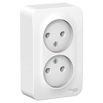 Blanca открытая установка с монтажной пластиной Белый Розетка двойнаябез заземления, 16А Systeme Electric (Schneider Electric)