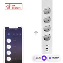 Умный удлинитель EKF Connect PRO Wi-Fi c USB