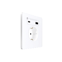 Systeme Infinity, Розетка С/У с ЗК и зар.устр.USB А+С 20Вт (250В, 16А, защит.шторки), Арктический лед