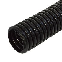 Труба гофрированная ПП безгалогенная (HF) разрезная черная dвн 18,3 мм, dнар 25 мм (50м/2600м уп/пал) Промрукав