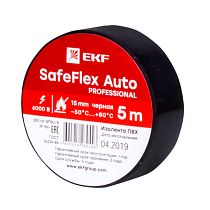 Изолента ПВХ 15мм 5м черный серии SafeFlex Auto EKF Изолента ПВХ 15мм 5м черный серии SafeFlex Auto EKF
