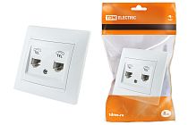 Розетка двойная телефонная RJ11  белая "Лама"  TDM