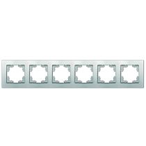 Рамка шестиместная горизонтальная UNIVERSAL серия "Афина" серебро (еврослот)