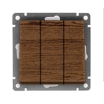 Выключатель трехклавишный UNIVERSAL серия "Афина", скрытой установки, 10А, 220В, венге (еврослот)