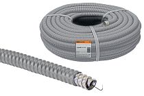 Металлорукав в ПВХ-изоляции РЗ-Ц-П 15 серый с протяжкой (25м)  TDM