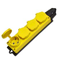 Колодка 4-х местная однофазная с заглушками "КОМПАКТ" (каучук) желтый